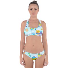 Transport Toy Seamless Pattern Cross Back Hipster Bikini Set by Vaneshart