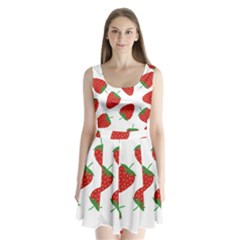Seamless Pattern Fresh Strawberry Split Back Mini Dress  by Vaneshart