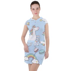 Unicorn Seamless Pattern Background Vector Drawstring Hooded Dress by Sobalvarro