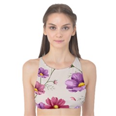 Vector Hand Drawn Cosmos Flower Pattern Tank Bikini Top by Sobalvarro