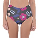 Vector Seamless Flower And Leaves Pattern Reversible High-Waist Bikini Bottoms View1