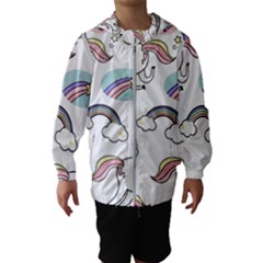 Cute Unicorns With Magical Elements Vector Kids  Hooded Windbreaker by Sobalvarro