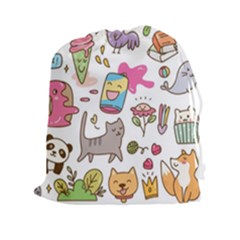 Set Kawaii Doodles Drawstring Pouch (2xl) by Vaneshart