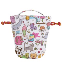Set Kawaii Doodles Drawstring Bucket Bag by Vaneshart