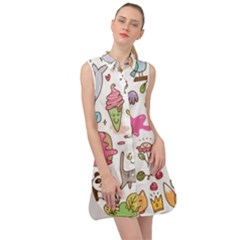 Set Kawaii Doodles Sleeveless Shirt Dress by Vaneshart