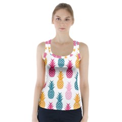 Tropic Fruit Pineapple Seamless Pattern Design Vector Illustration Racer Back Sports Top by Vaneshart