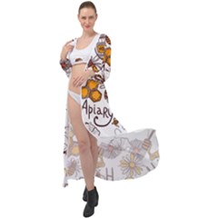 Honey Seamless Pattern Maxi Chiffon Beach Wrap by Vaneshart