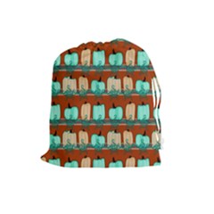 Bluegreen Pumpkins Drawstring Pouch (large) by bloomingvinedesign