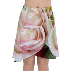 Floral Bouquet Orange Pink Rose Chiffon Wrap Front Skirt by yoursparklingshop