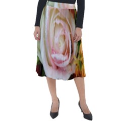 Floral Bouquet Orange Pink Rose Classic Velour Midi Skirt  by yoursparklingshop