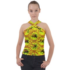 Cut Glass Beads Cross Neck Velour Top by essentialimage