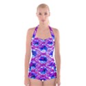Cut Glass Beads Boyleg Halter Swimsuit  View1