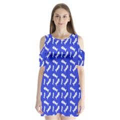 Fish Royal Blue Shoulder Cutout Velvet One Piece by snowwhitegirl