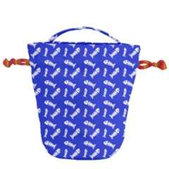 Fish Royal Blue Drawstring Bucket Bag by snowwhitegirl