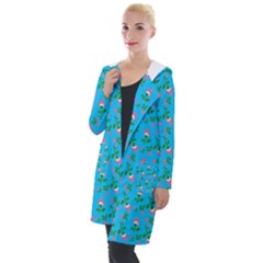 Carnation Pattern Blue Hooded Pocket Cardigan by snowwhitegirl