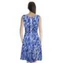 White Flowers on Blue design Sleeveless Waist Tie Chiffon Dress View2