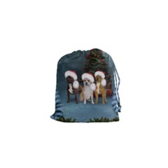 Christmas, Cute Dogs With Christmas Hat Drawstring Pouch (xs) by FantasyWorld7