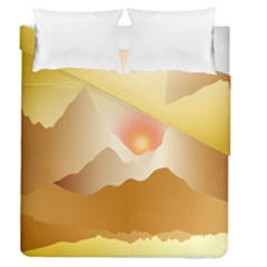 Twilight Mountain Landscape Sky Duvet Cover Double Side (queen Size) by Vaneshart