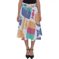 Icecream Pattern Pastel Sumer Perfect Length Midi Skirt by Vaneshart