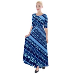 Apps Social Media Networks Internet Half Sleeves Maxi Dress by Vaneshart