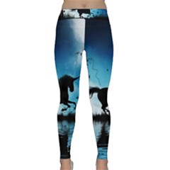 Wonderful Unicorn Silhouette In The Night Classic Yoga Leggings by FantasyWorld7