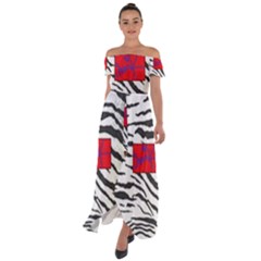Striped By Traci K Off Shoulder Open Front Chiffon Dress by tracikcollection