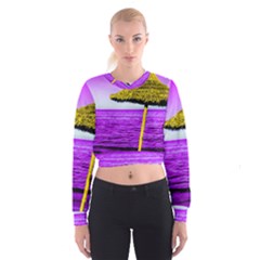 Pop Art Beach Umbrella Cropped Sweatshirt by essentialimage