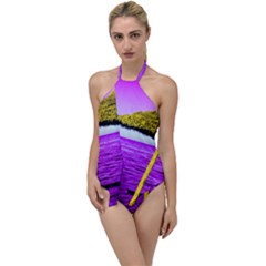 Pop Art Beach Umbrella Go With The Flow One Piece Swimsuit by essentialimage