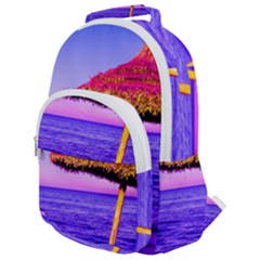 Pop Art Beach Umbrella  Rounded Multi Pocket Backpack by essentialimage