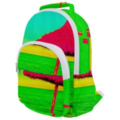 Pop Art Beach Umbrella Rounded Multi Pocket Backpack by essentialimage