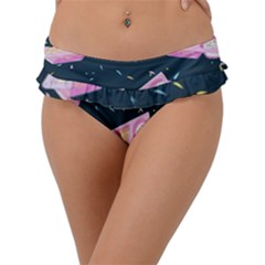 Dunkaroos Funfetti Print Dark Blue 1 Frill Bikini Bottom by elizabethjonesstyling