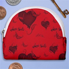 Wonderful Pattern Of Hearts Horseshoe Style Canvas Pouch by FantasyWorld7