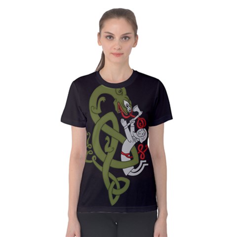 Pepe The Frog Rare Celtic Viking Norse Dragon Pattern Deus Vult Medieval Wojak Crusader Women s Cotton Tee by snek