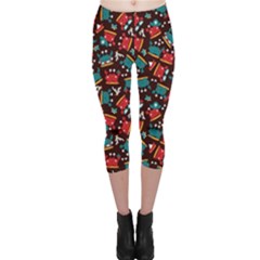 Cute Cartoon Crab Mahogany Capri Leggings  by trulycreative