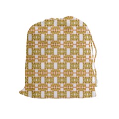 Yellow  White  Abstract Pattern Drawstring Pouch (xl) by BrightVibesDesign