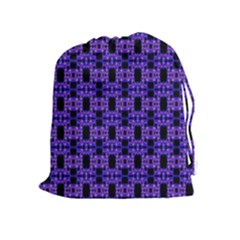 Purple Black Abstract Pattern Drawstring Pouch (xl) by BrightVibesDesign