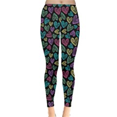 Colorful Valentine Hearts Leggings  by trulycreative