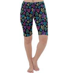 Colorful Valentine Hearts Cropped Leggings  by trulycreative
