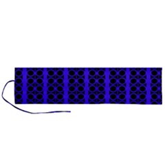 Circles Lines Black Blue Roll Up Canvas Pencil Holder (l) by BrightVibesDesign