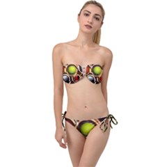 Sport Ball Tennis Golf Football Twist Bandeau Bikini Set by HermanTelo