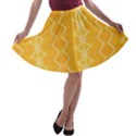 Pattern Yellow A-line Skater Skirt View1