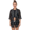 Pattern Texture Feet Dog Grey Open Front Chiffon Kimono View1