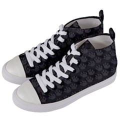 Pattern Texture Feet Dog Grey Women s Mid-top Canvas Sneakers by HermanTelo