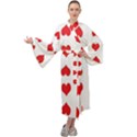 Heart Red Love Valentines Day Maxi Velour Kimono View1