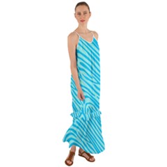 Pattern Texture Blue Cami Maxi Ruffle Chiffon Dress by HermanTelo