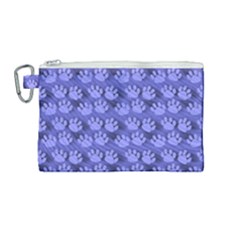 Pattern Texture Feet Dog Blue Canvas Cosmetic Bag (medium) by HermanTelo