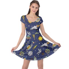 Outer Space Blue Cap Sleeve Dress by trulycreative
