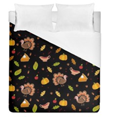 Thanksgiving Turkey Pattern Duvet Cover (queen Size) by Valentinaart