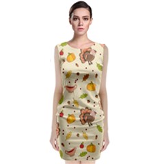 Thanksgiving Turkey Pattern Sleeveless Velvet Midi Dress by Valentinaart