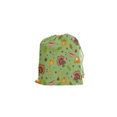 Thanksgiving Turkey Pattern Drawstring Pouch (xs) by Valentinaart